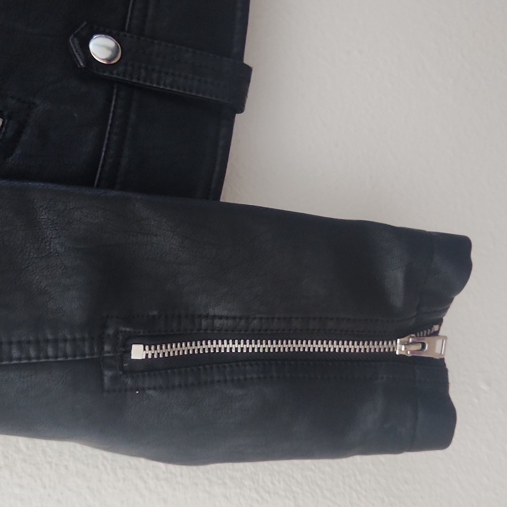 Topshop Black Faux Leather Biker Jacket - Picture 4 of 8